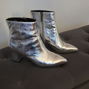 Kurt Geiger Metallic Silver Ankle Boots
